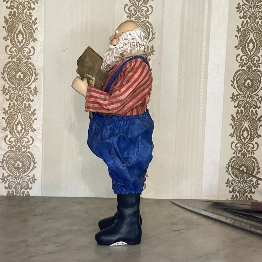 Craven Pottery Santa Claus 9.25 Decoration Display Standing List Reading Fabric